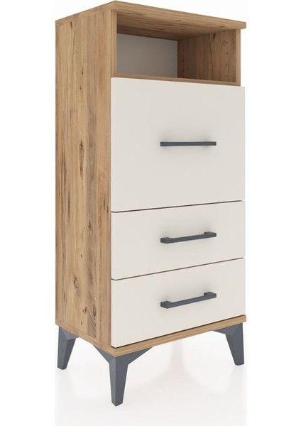 Arges Komodin Tek Raflı 3 Çekmeceli 44X30X96 Çam-Aytaşı fiyatları