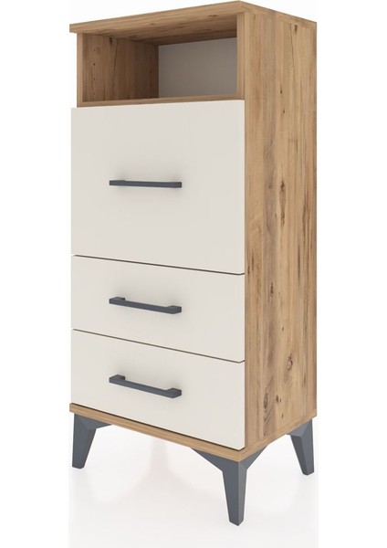 Arges Komodin Tek Raflı 3 Çekmeceli 44X30X96 Çam-Aytaşı modelleri