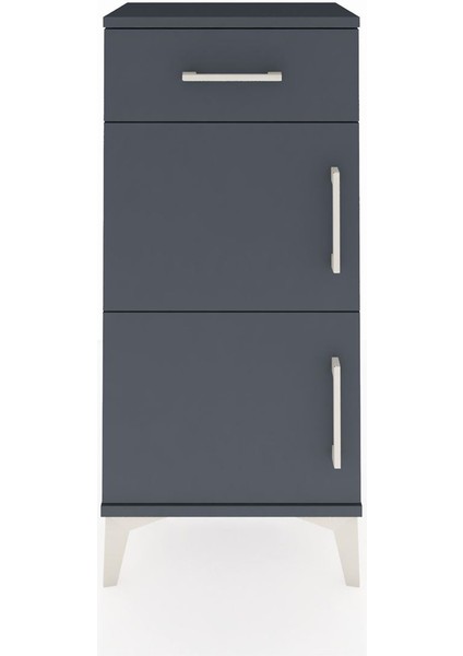 Arges Komodin Tek Raflı Tek Çekmeceli 2 Kapaklı 44X30X96 Antrasit-Antrasit