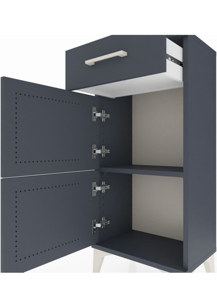 Arges Komodin Tek Raflı Tek Çekmeceli 2 Kapaklı 44X30X96 Antrasit-Antrasit indirimleri