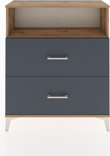 Arges Şifonyer Tek Raflı 2 Çekmeceli 88X30X106 Çam-Antrasit