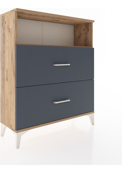 Arges Şifonyer Tek Raflı 2 Çekmeceli 88X30X106 Çam-Antrasit fiyatları