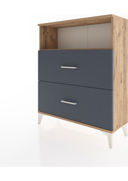 Arges Şifonyer Tek Raflı 2 Çekmeceli 88X30X106 Çam-Antrasit modelleri