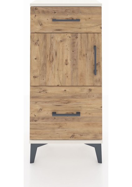 Arges Komodin Tek Raflı 2 Çekmeceli Tek Kapaklı 44X30X96 Aytaşı-Çam
