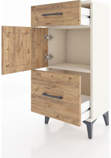 Arges Komodin Tek Raflı 2 Çekmeceli Tek Kapaklı 44X30X96 Aytaşı-Çam fırsatları