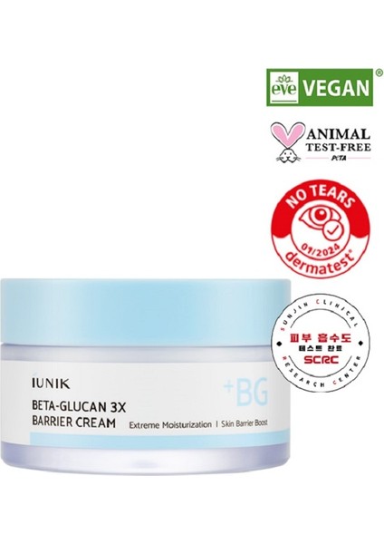 Iunık Beta-Glucan 3x Barrier Cream 50ML - Yoğun Nemlendirme, Cilt Bariyeri Onarımı ve Hassas Ciltler Için Derinlemesine Bakım