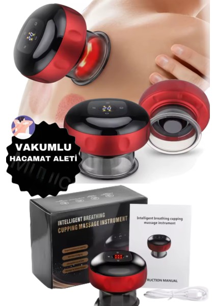 Yeni Model Dijital Ekran Şarjlı Kupa Çekme Terapisi Masaj Selülit ve Yağ Yakma Hacamat Kupası