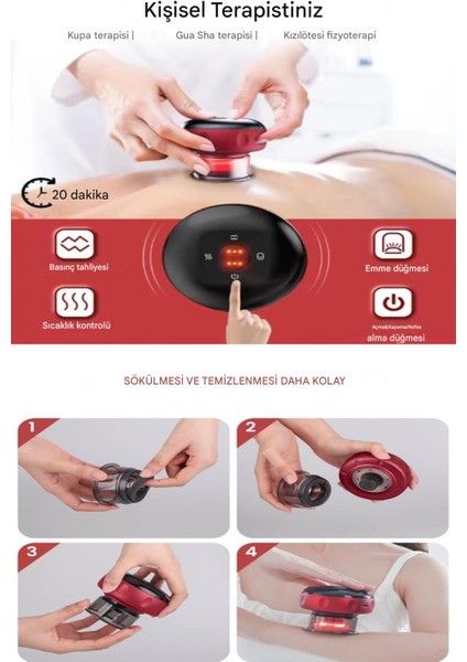 Yeni Model Dijital Ekran Şarjlı Kupa Çekme Terapisi Masaj Selülit ve Yağ Yakma Hacamat Kupası modelleri