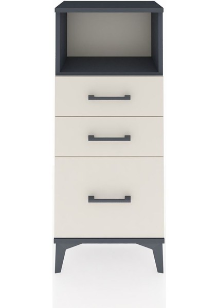 Arges Komodin Tek Raflı 3 Çekmeceli 44X30X106 Antrasit-Aytaşı