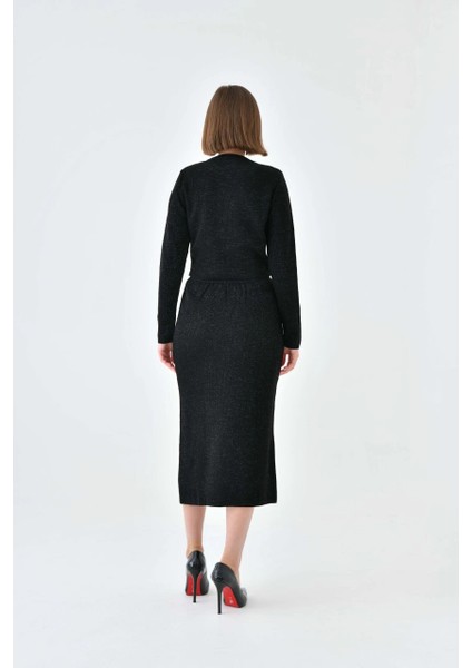 Kadın Triko Takım Simli Triko Takım Siyah - 10579 fiyatları