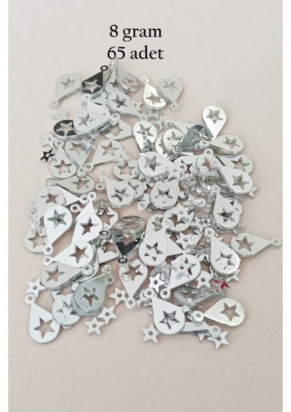 Oya Abiye Bileklik Kolye Pleksi Metalik Plastik Pul Gümüş Renk 8 Gram 65 Adet - BNC521