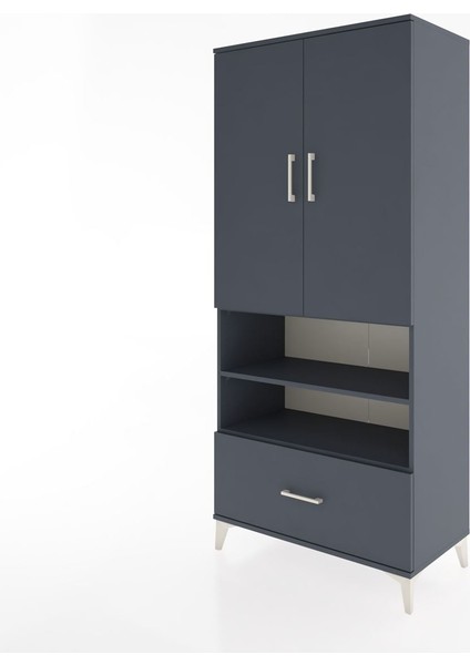 Hyperion Dolap 3 Raflı Tek Çekmeceli Tek Askılı 88X44X195 Antrasit-Antrasit modelleri