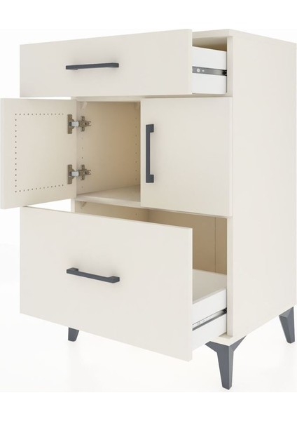 Hyperion Komodin Tek Raflı 2 Çekmeceli 2 Kapaklı 60X44X96 Aytaşı-Aytaşı fırsatları