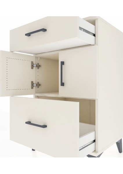 Hyperion Komodin Tek Raflı 2 Çekmeceli 2 Kapaklı 60X44X96 Aytaşı-Aytaşı indirimleri