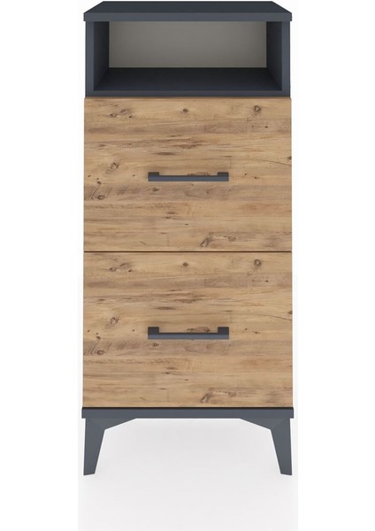 Arges Komodin Tek Raflı 2 Çekmeceli 44X30X96 Antrasit-Çam