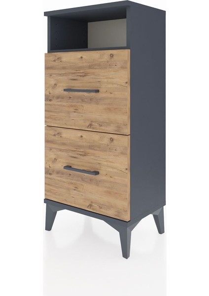 Arges Komodin Tek Raflı 2 Çekmeceli 44X30X96 Antrasit-Çam modelleri