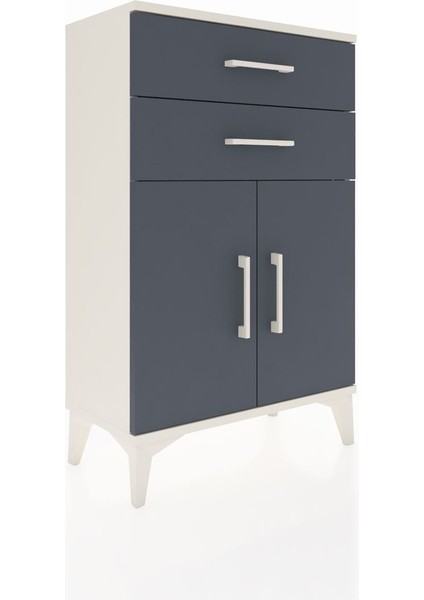 Arges Komodin Tek Raflı 2 Çekmeceli 2 Kapaklı 60X30X96 Aytaşı-Antrasit fiyatları