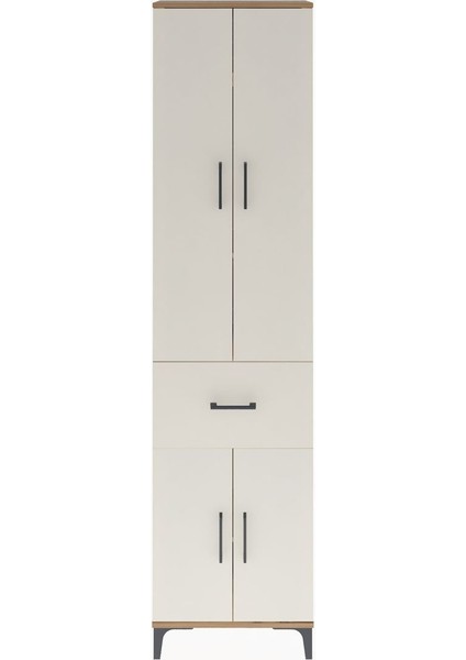 Arges Dolap 4 Raflı Tek Çekmeceli 4 Kapaklı 60X30X243 Çam-Aytaşı
