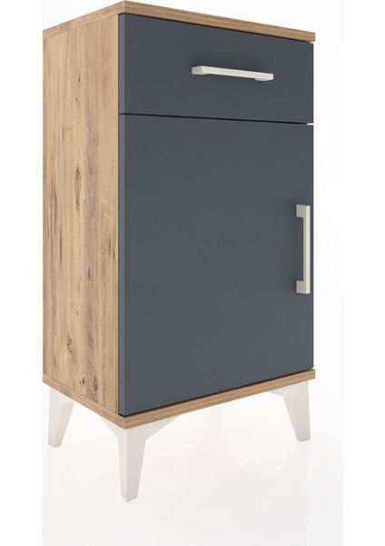 Arges Komodin Tek Raflı Tek Çekmeceli Tek Kapaklı 44X30X80 Çam-Antrasit modelleri