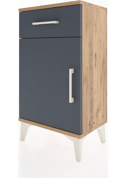 Arges Komodin Tek Raflı Tek Çekmeceli Tek Kapaklı 44X30X80 Çam-Antrasit indirimleri