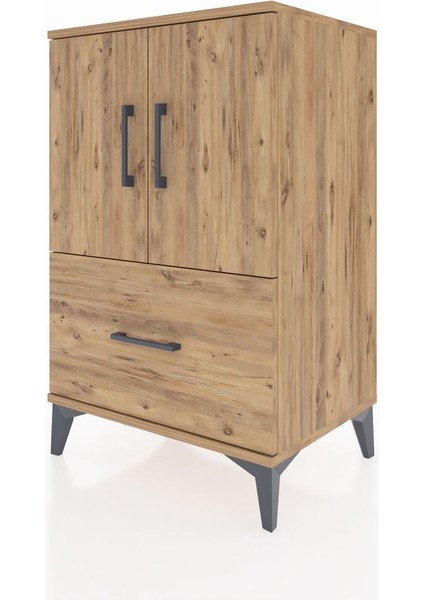 Hyperion Komodin 2 Raflı Tek Çekmeceli 2 Kapaklı 60X44X96 Çam-Çam modelleri