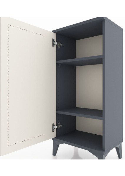 Arges Komodin 2 Raflı Tek Kapaklı 44X30X96 Antrasit-Aytaşı indirimleri