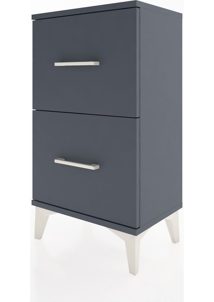 Arges Komodin 2 Çekmeceli 44X30X80 Antrasit-Antrasit indirimleri