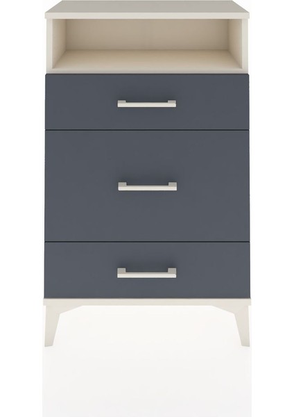 Arges Komodin Tek Raflı 3 Çekmeceli 60X30X96 Aytaşı-Antrasit