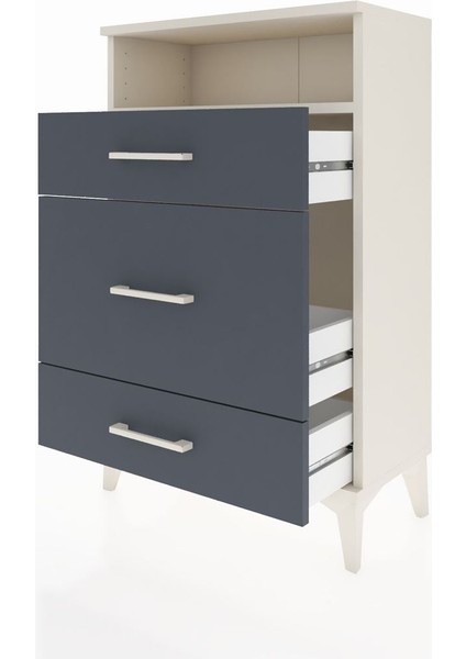 Arges Komodin Tek Raflı 3 Çekmeceli 60X30X96 Aytaşı-Antrasit fırsatları