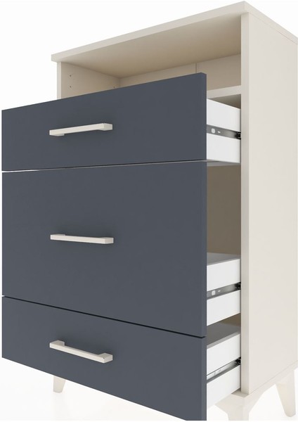 Arges Komodin Tek Raflı 3 Çekmeceli 60X30X96 Aytaşı-Antrasit indirimleri