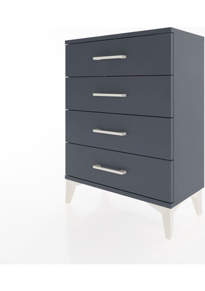 Arges Komodin 4 Çekmeceli 60X30X80 Antrasit-Antrasit modelleri