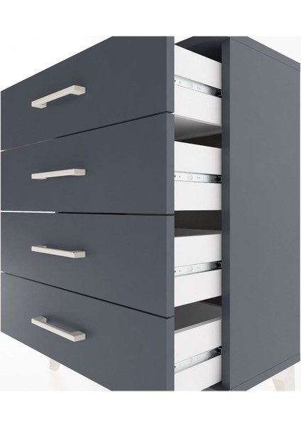 Arges Komodin 4 Çekmeceli 60X30X80 Antrasit-Antrasit indirimleri