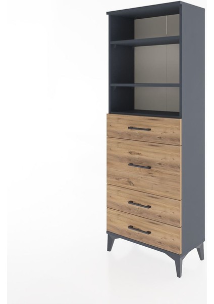 Arges Dolap 3 Raflı 4 Çekmeceli 60X30X163 Antrasit-Çam modelleri