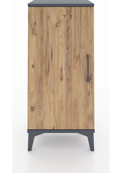 Arges Komodin 2 Raflı Tek Kapaklı 44X30X96 Antrasit-Çam