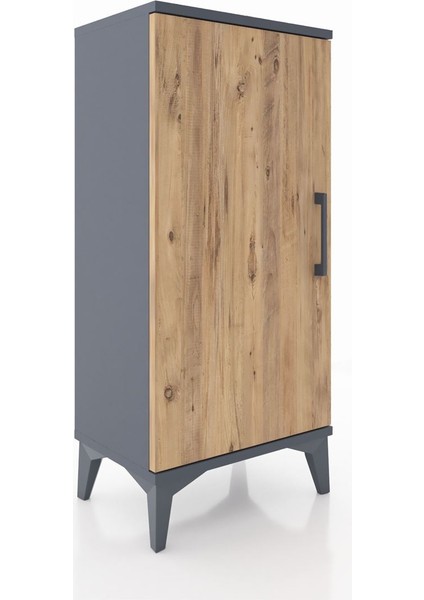 Arges Komodin 2 Raflı Tek Kapaklı 44X30X96 Antrasit-Çam fiyatları