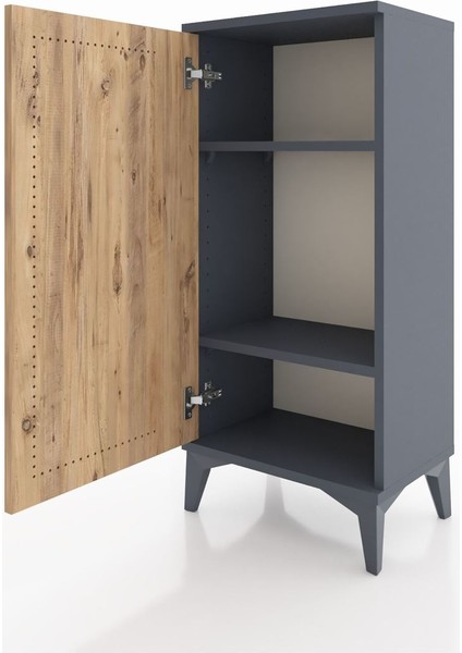 Arges Komodin 2 Raflı Tek Kapaklı 44X30X96 Antrasit-Çam fırsatları