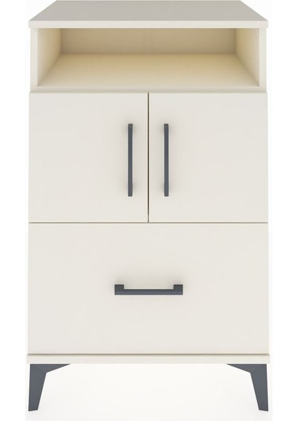 Hyperion Komodin 2 Raflı Tek Çekmeceli 2 Kapaklı 60X44X96 Aytaşı-Aytaşı