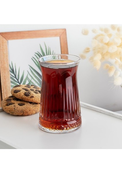 Elegance Desenli Cam Çay Bardağı Seti 150 ml 6'lı ROYALEKS-81310