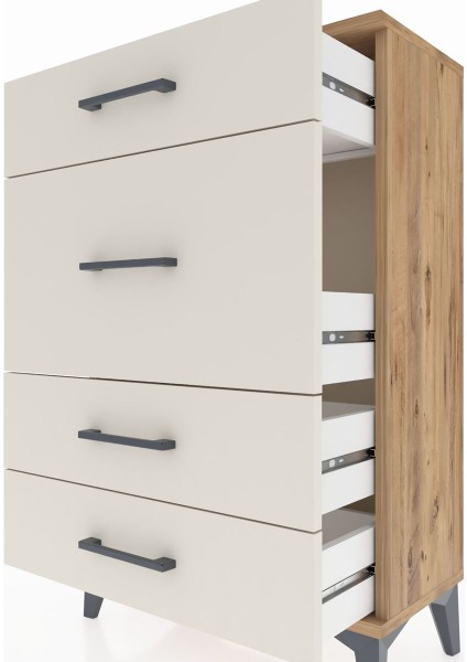 Arges Komodin 4 Çekmeceli 60X30X96 Çam-Aytaşı indirimleri