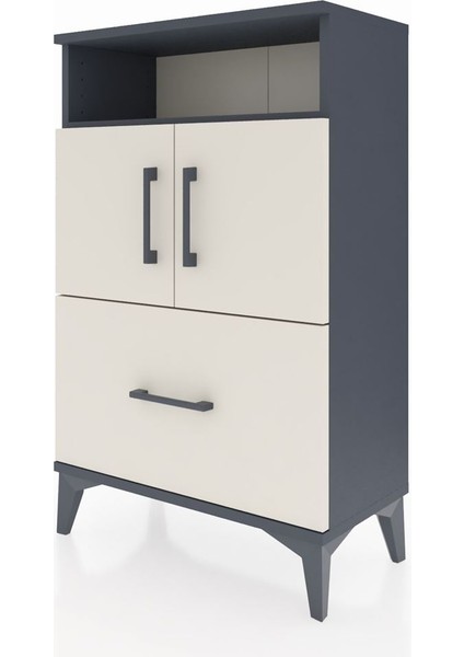Arges Komodin 2 Raflı Tek Çekmeceli 2 Kapaklı 60X30X96 Antrasit-Aytaşı modelleri