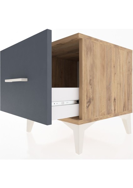 Hyperion Komodin Tek Çekmeceli 44X44X48 Çam-Antrasit indirimleri