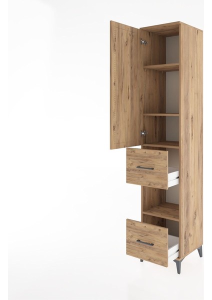 Hyperion Dolap 4 Raflı 2 Çekmeceli Tek Kapaklı 44X44X221 Çam-Çam fırsatları