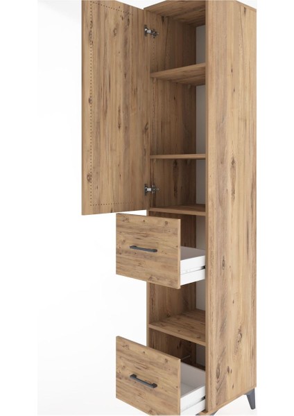 Hyperion Dolap 4 Raflı 2 Çekmeceli Tek Kapaklı 44X44X221 Çam-Çam indirimleri