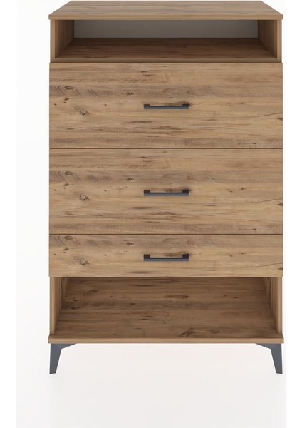 Hyperion Dolap Tek Raflı 3 Çekmeceli 88X44X134 Çam-Çam