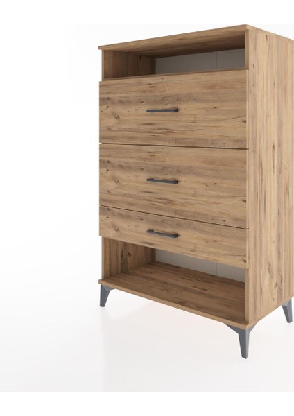 Hyperion Dolap Tek Raflı 3 Çekmeceli 88X44X134 Çam-Çam modelleri