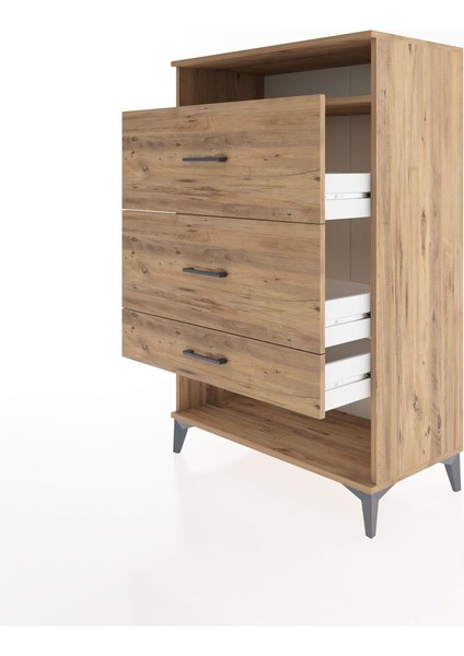 Hyperion Dolap Tek Raflı 3 Çekmeceli 88X44X134 Çam-Çam fırsatları