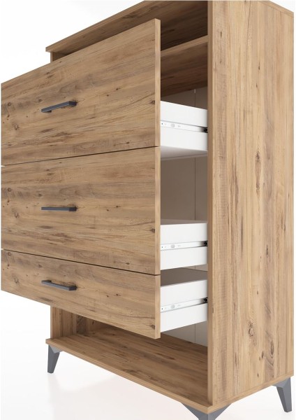 Hyperion Dolap Tek Raflı 3 Çekmeceli 88X44X134 Çam-Çam indirimleri