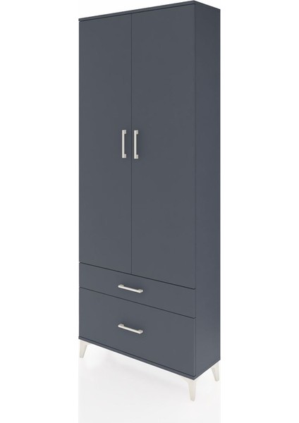Arges Dolap 4 Raflı 2 Çekmeceli 2 Kapaklı 88X30X221 Antrasit-Antrasit modelleri