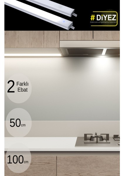Dokunmatik Butonlu 100CM Beyaz Lineer Mutfak Tezgah Altı LED Aydınlatma fiyatları