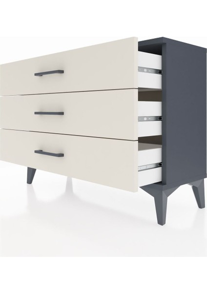 Arges Şifonyer 3 Çekmeceli 88X30X64 Antrasit-Aytaşı indirimleri